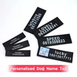 image-2 PCS Personalized Dog Name Tag Reflective Pet Harness Collar ID Label Stickers Custom text Paw Heart Logo Harness Tags