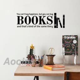 image-You Can Buy Books Happiness Motivational Quote Wall Decals Inspirational Saying Vinyl Art Sticker School Library Classroom Decor