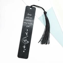 image-Black Metal Bookmarks Inspirational Stainless Steel Bookmarks Book Lovers Collection Reading Markers Gifts for Friends Teachers