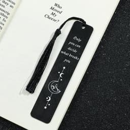 image-Black Metal Bookmarks Inspirational Stainless Steel Bookmarks Book Lovers Collection Reading Markers Gifts for Friends Teachers