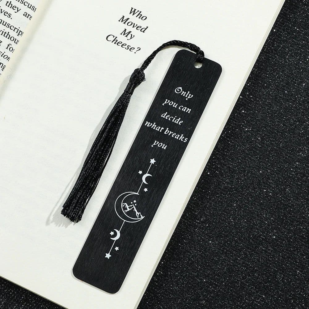 image-Black Metal Bookmarks Inspirational Stainless Steel Bookmarks Book Lovers Collection Reading Markers Gifts for Friends Teachers