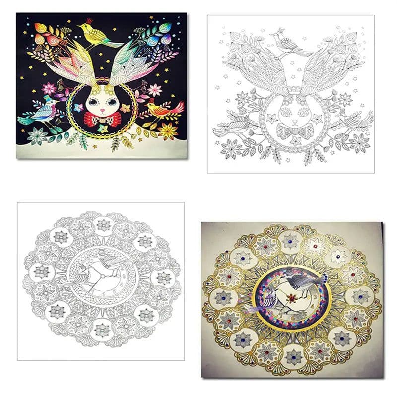 image-1PC 24 Pages Mandalas Flower Coloring Book For Children Adult Relieve Stress Kill Time Graffiti Painting Drawing Art Books