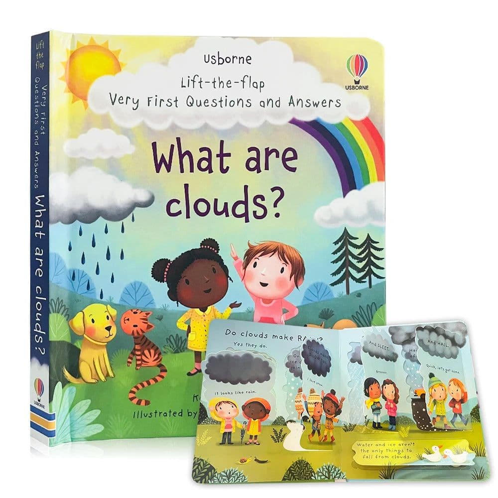 image-What are clouds? Usborne Lift The Flap Very First Questions & Answers Book in English Baby Kids Picture Board Books Montessori