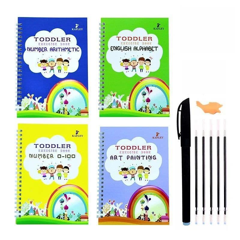 image-4 Books/set English alphabet ,Fun Drawing ,Addition and subtraction ,The number 0-100 Reusable Magic Stationery Writing copybook