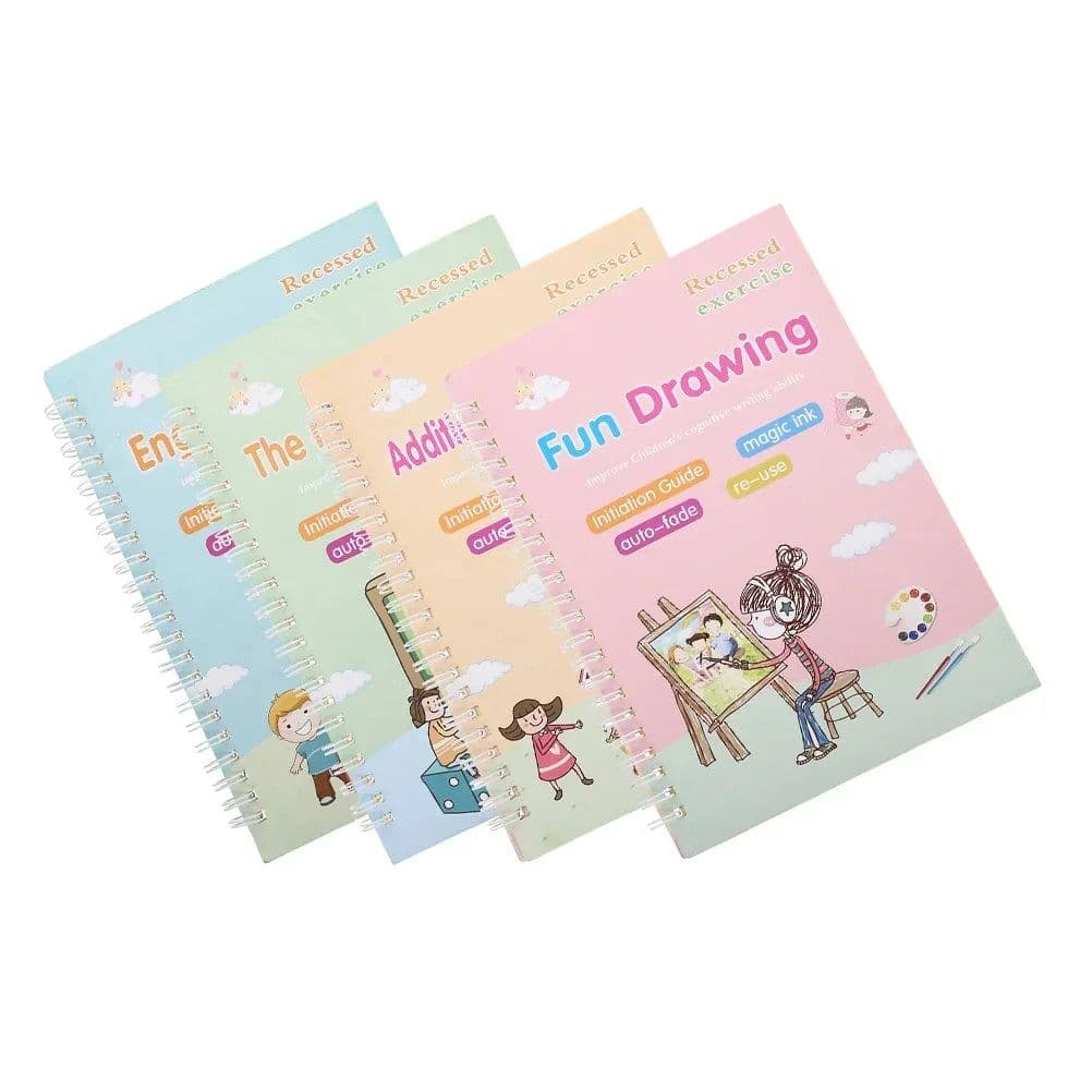image-4 Books/set English alphabet ,Fun Drawing ,Addition and subtraction ,The number 0-100 Reusable Magic Stationery Writing copybook