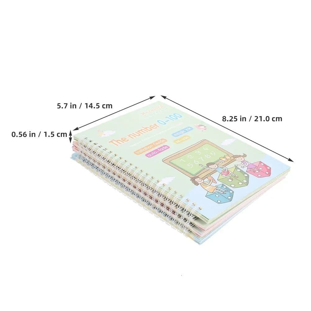 image-4 Books/set English alphabet ,Fun Drawing ,Addition and subtraction ,The number 0-100 Reusable Magic Stationery Writing copybook