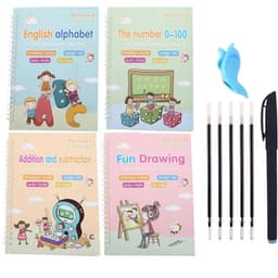 image-4 Books/set English alphabet ,Fun Drawing ,Addition and subtraction ,The number 0-100 Reusable Magic Stationery Writing copybook