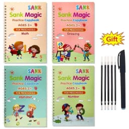 image-4 Books + Pen Magic Copy Book Free Wiping Children's Kids Writing Sticker Practice English Copybook for Calligraphy Montessori