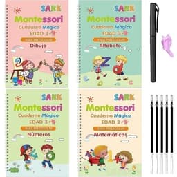 image-4 Books + Pen Magic Copy Book Free Wiping Children's Kids Writing Sticker Practice English Copybook for Calligraphy Montessori
