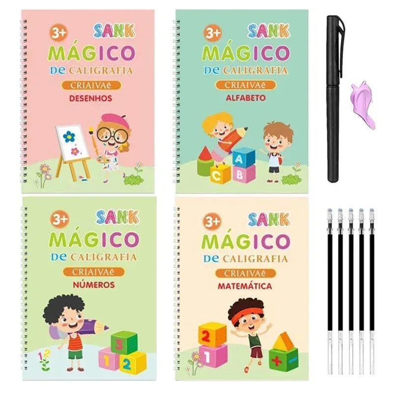 image-4 Books + Pen Magic Copy Book Free Wiping Children's Kids Writing Sticker Practice English Copybook for Calligraphy Montessori