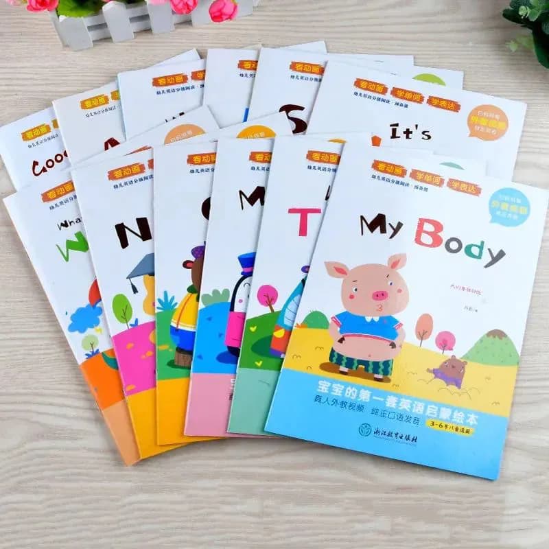 image-English enlightenment picture books for young children aged 3-6 English textbooks for early childhood education 12 books libros