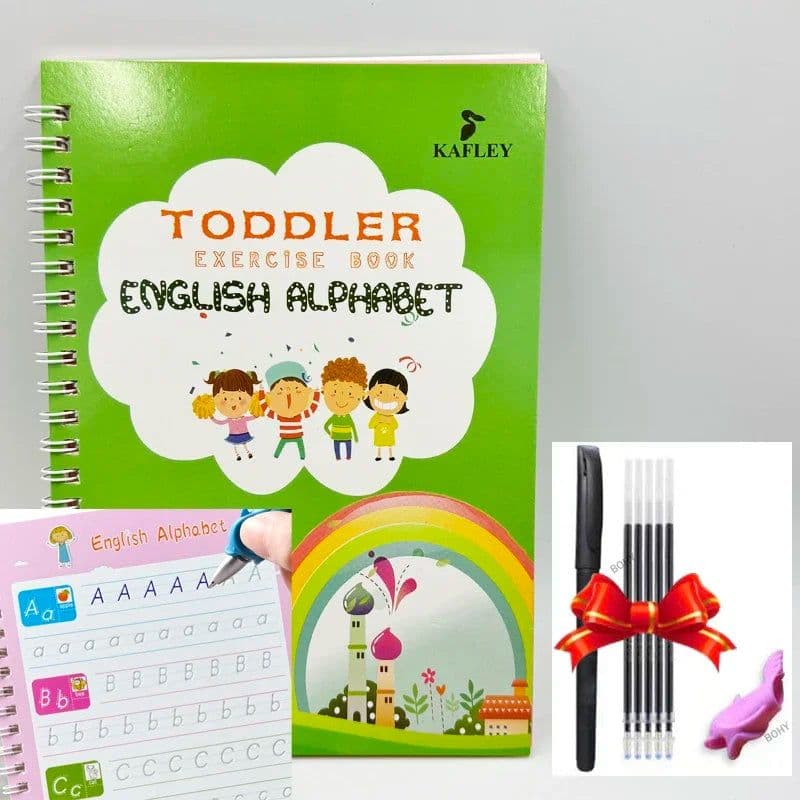 image-Reusable Learning Alphabet 3D Calligraphy Copybook Math English Book Drawing Numbers Education for Kids Practice Toy Gifts