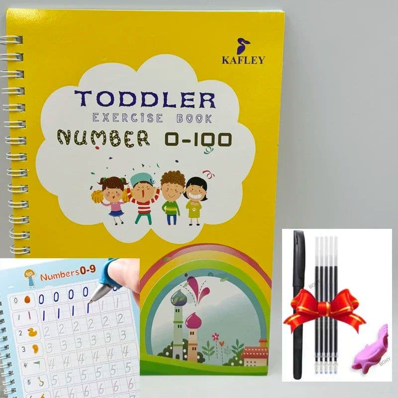 image-Reusable Learning Alphabet 3D Calligraphy Copybook Math English Book Drawing Numbers Education for Kids Practice Toy Gifts