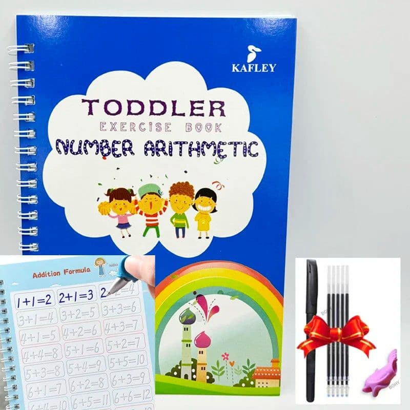 image-Reusable Learning Alphabet 3D Calligraphy Copybook Math English Book Drawing Numbers Education for Kids Practice Toy Gifts