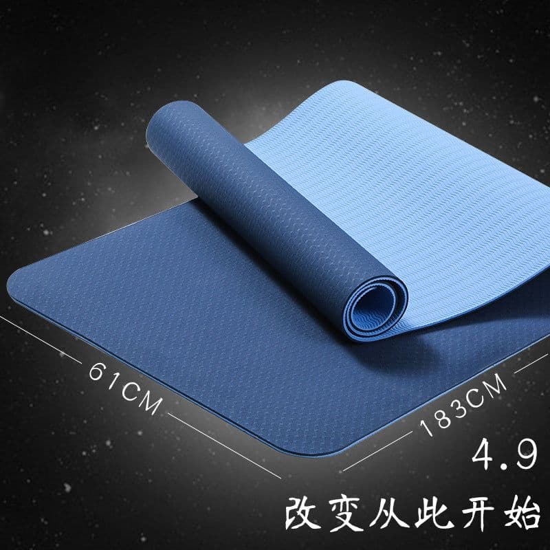 image-TPE 6mm Yoga Mat - Non-Slip Fitness Beginner Mat, Navy Blue Leather Powder