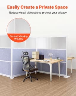 image-VEVOR Office Divider Privacy Partition, 1-Pack, 70" x 70" Modular Wall Room Divider, PET Workstation Cubicle Partition with Frosted Windows, Freestanding Privacy Panel Wall for Office Library