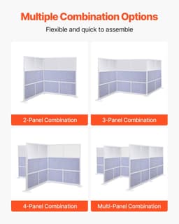 image-VEVOR Office Divider Privacy Partition, 1-Pack, 70" x 70" Modular Wall Room Divider, PET Workstation Cubicle Partition with Frosted Windows, Freestanding Privacy Panel Wall for Office Library