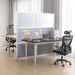 image-VEVOR Office Divider Privacy Partition, 1-Pack, 70" x 70" Modular Wall Room Divider, PET Workstation Cubicle Partition with Frosted Windows, Freestanding Privacy Panel Wall for Office Library