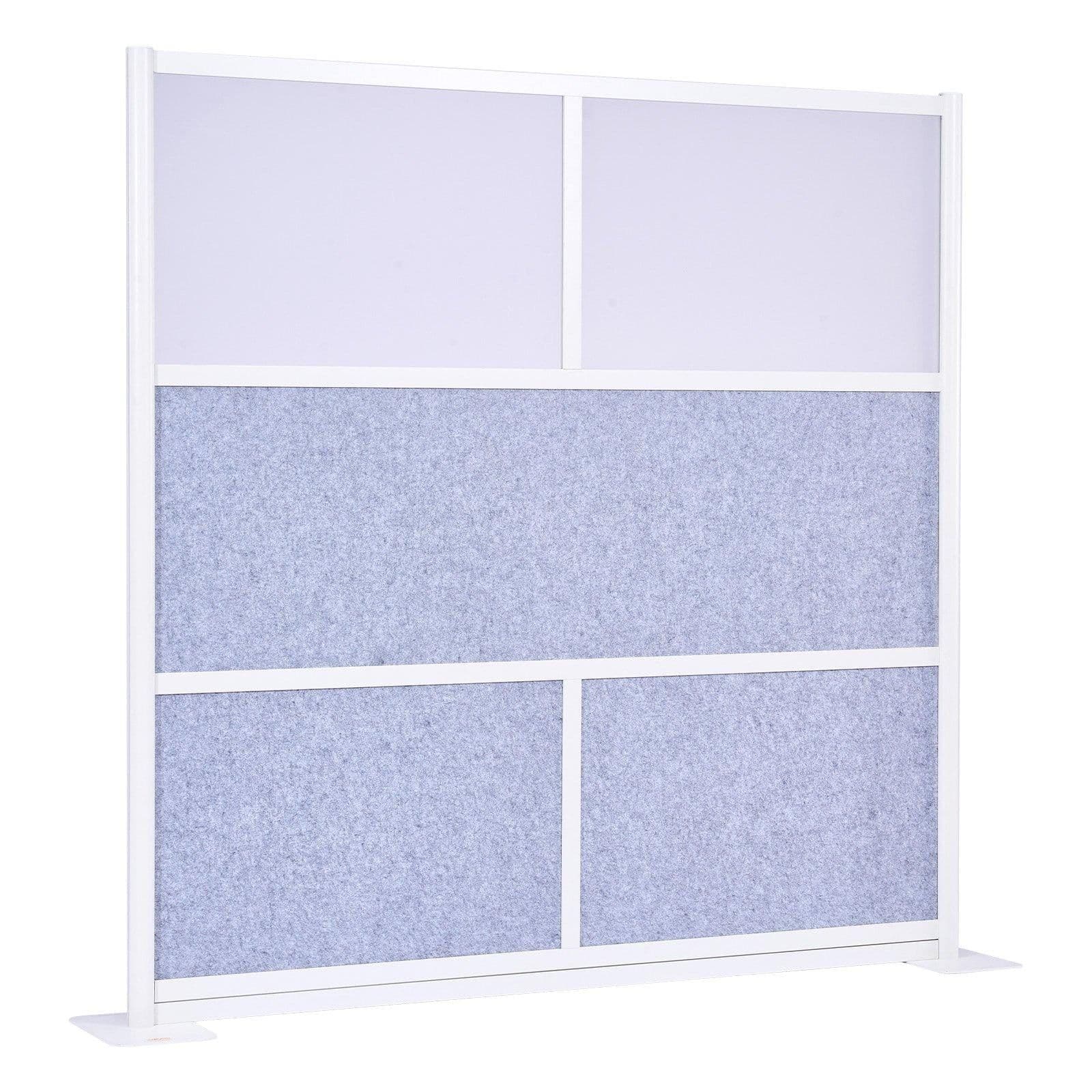 image-VEVOR Office Divider Privacy Partition, 1-Pack, 70" x 70" Modular Wall Room Divider, PET Workstation Cubicle Partition with Frosted Windows, Freestanding Privacy Panel Wall for Office Library