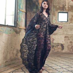 image-7195 Super large positioning flower eyelash lace beach blouse, loose long robe, long holiday skirt