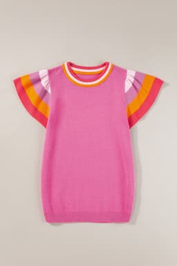 image-Turquoise Flutter Sleeve Knit Sweater