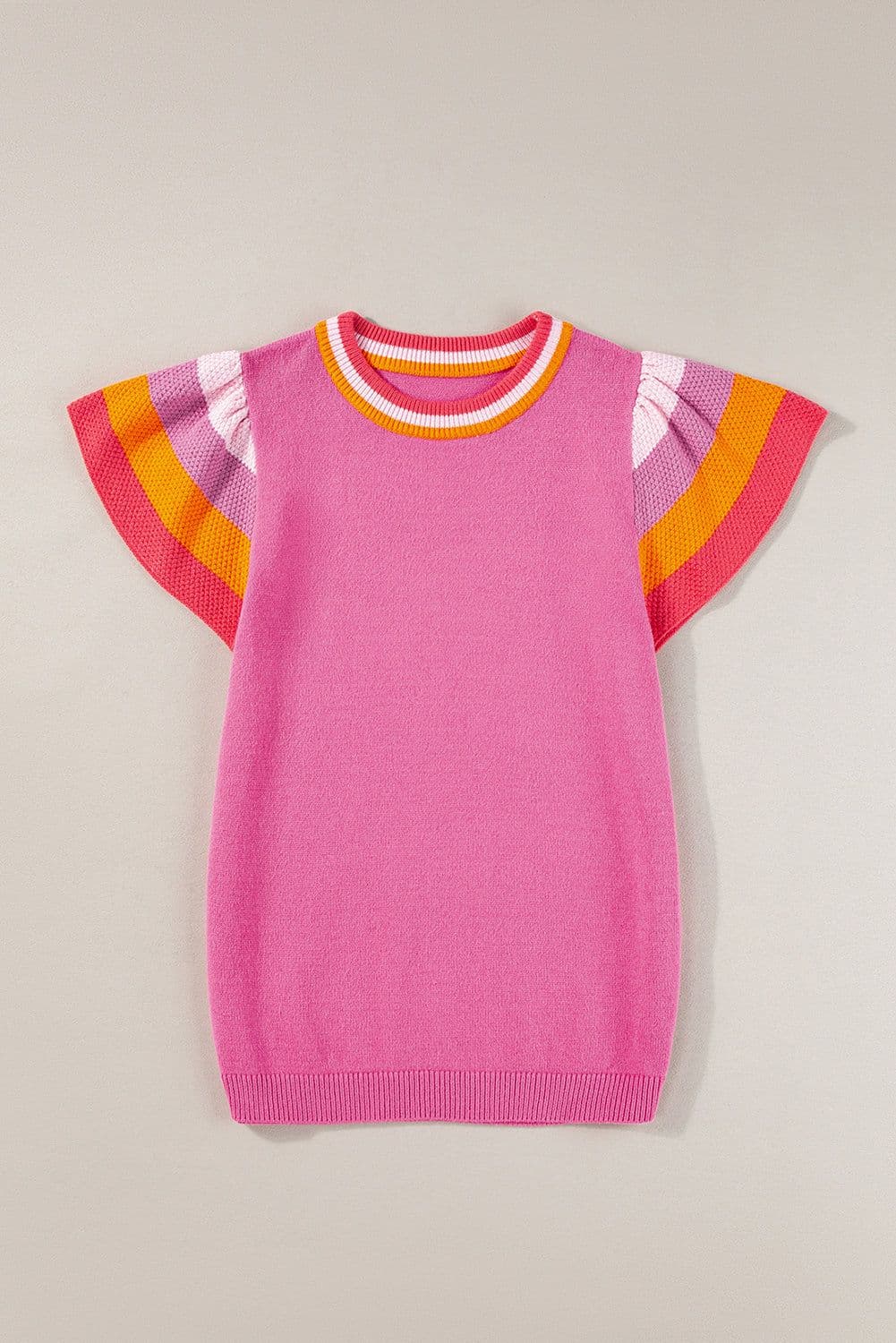 image-Turquoise Flutter Sleeve Knit Sweater