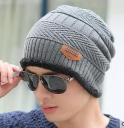 image-Winter hat pullover cap bib suit plus velvet thick woolen cap men's Korean version autumn and winter men's and women's knitted hat