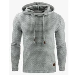 image-Men's Jacquard Sweater Long-sleeved Hoodie Warm Color Hooded Sweatshirt Jacket