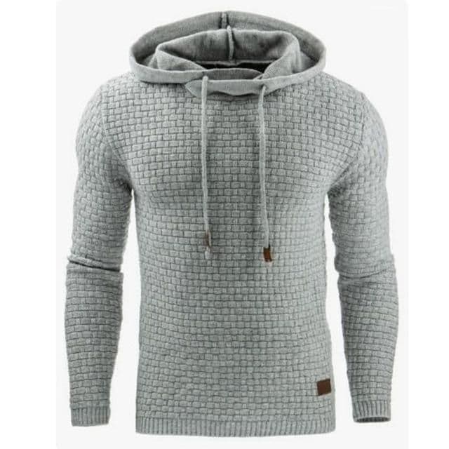 image-Men's Jacquard Sweater Long-sleeved Hoodie Warm Color Hooded Sweatshirt Jacket