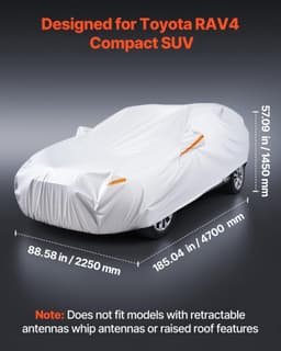 image-VEVOR Car Cover, Car Cover Waterproof for Toyota RAV4 Compact SUV, Custom-fit All Weather Sun Rain Wind Frost Dust Snow Protection Full Exterior Covers with Door Zipper and Cotton Lining, Silver