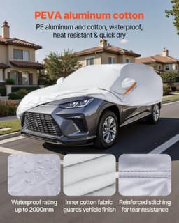 image-VEVOR Car Cover, Car Cover Waterproof for Toyota RAV4 Compact SUV, Custom-fit All Weather Sun Rain Wind Frost Dust Snow Protection Full Exterior Covers with Door Zipper and Cotton Lining, Silver