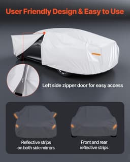 image-VEVOR Car Cover, Car Cover Waterproof for Toyota RAV4 Compact SUV, Custom-fit All Weather Sun Rain Wind Frost Dust Snow Protection Full Exterior Covers with Door Zipper and Cotton Lining, Silver