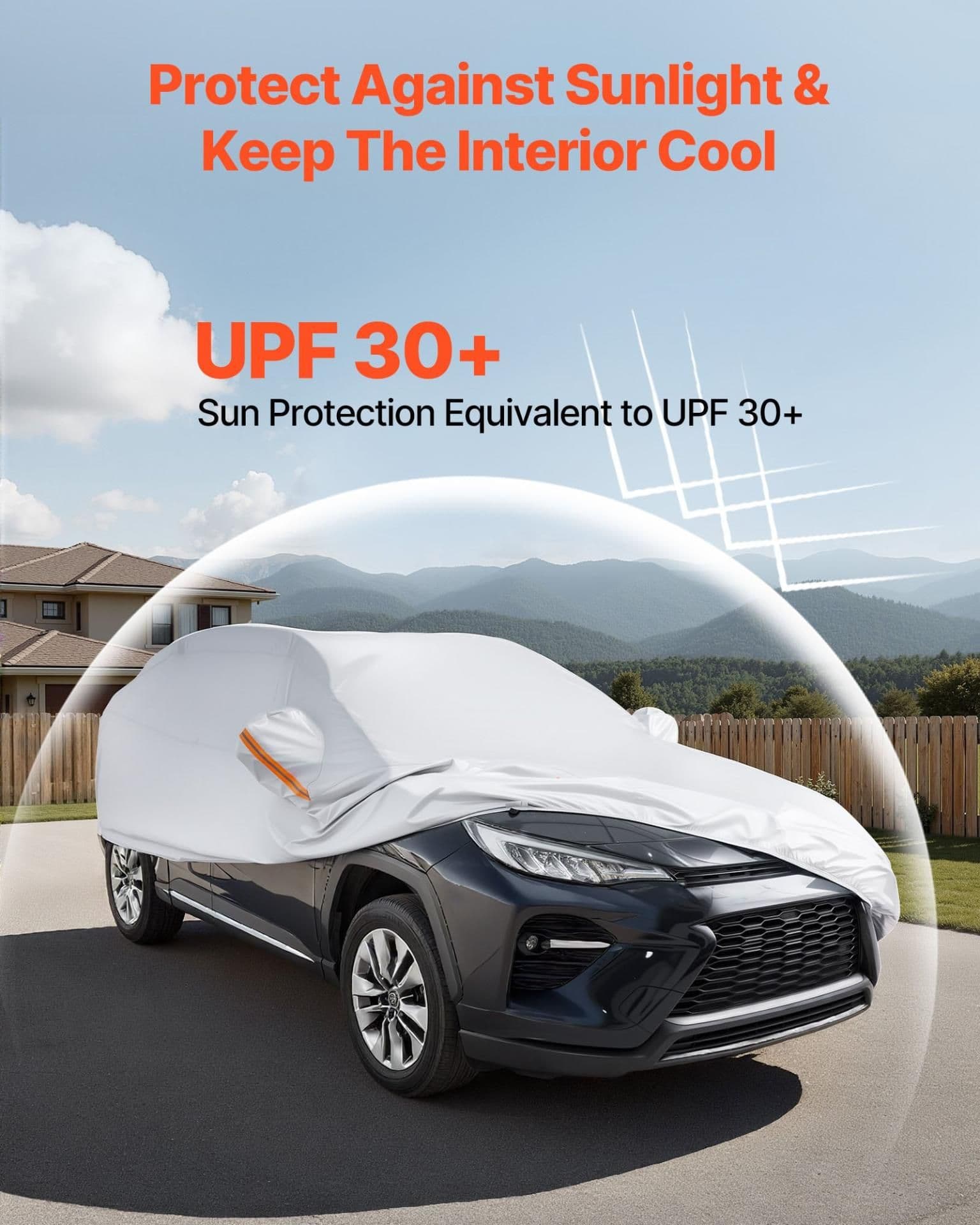 image-VEVOR Car Cover, Car Cover Waterproof for Toyota RAV4 Compact SUV, Custom-fit All Weather Sun Rain Wind Frost Dust Snow Protection Full Exterior Covers with Door Zipper and Cotton Lining, Silver