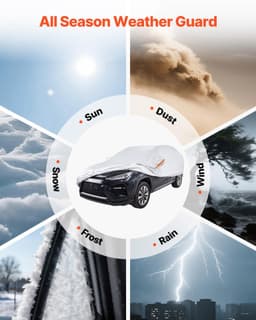 image-VEVOR Car Cover, Car Cover Waterproof for Toyota RAV4 Compact SUV, Custom-fit All Weather Sun Rain Wind Frost Dust Snow Protection Full Exterior Covers with Door Zipper and Cotton Lining, Silver