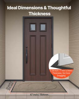 image-VEVOR Front Door Mat, 47 x 32 in Commercial Floor Mat for Indoor and Outdoor, Modern Stylish Carpet with TPE Backing, Heavy Duty Washable Entry Industrial Rug for Hallway, Balcony, Garage, Brown