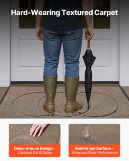 image-VEVOR Front Door Mat, 47 x 32 in Commercial Floor Mat for Indoor and Outdoor, Modern Stylish Carpet with TPE Backing, Heavy Duty Washable Entry Industrial Rug for Hallway, Balcony, Garage, Brown