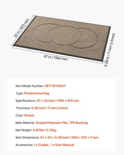 image-VEVOR Front Door Mat, 47 x 32 in Commercial Floor Mat for Indoor and Outdoor, Modern Stylish Carpet with TPE Backing, Heavy Duty Washable Entry Industrial Rug for Hallway, Balcony, Garage, Brown