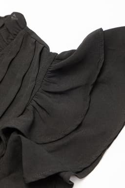 image-Black Ruffle Sleeve V Neck Frilled Shift Dress