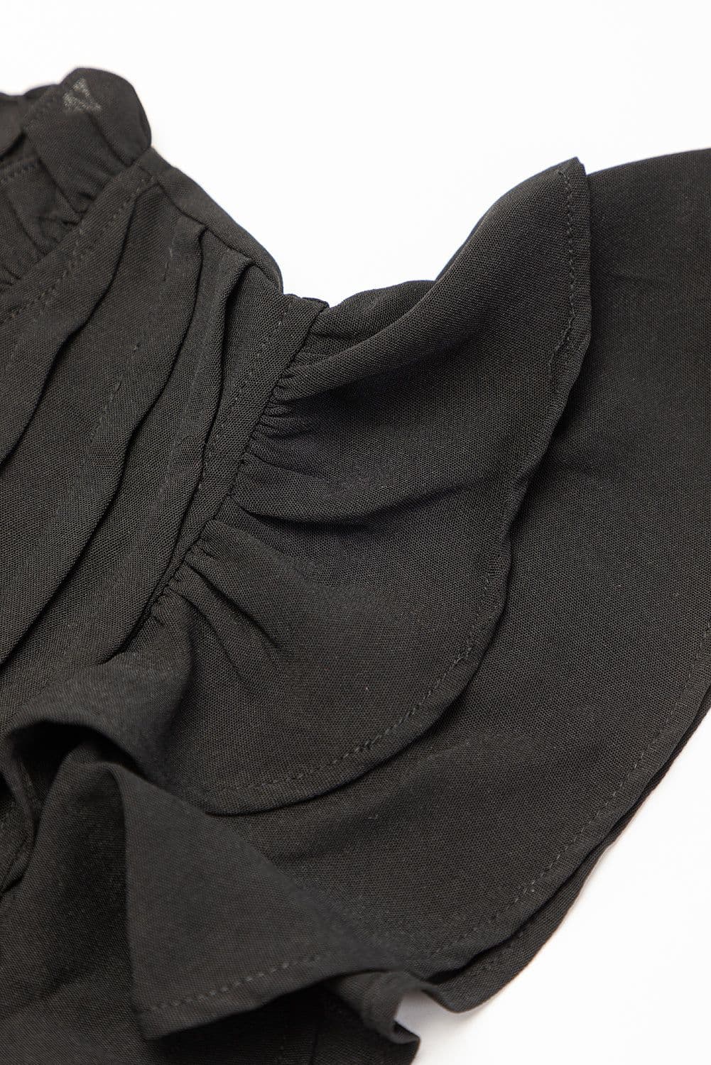 image-Black Ruffle Sleeve V Neck Frilled Shift Dress
