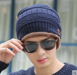 image-Winter hat pullover cap bib suit plus velvet thick woolen cap men's Korean version autumn and winter men's and women's knitted hat