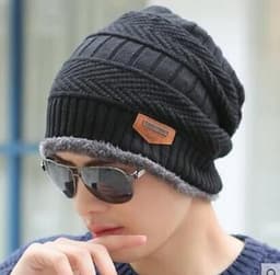 image-Winter hat pullover cap bib suit plus velvet thick woolen cap men's Korean version autumn and winter men's and women's knitted hat