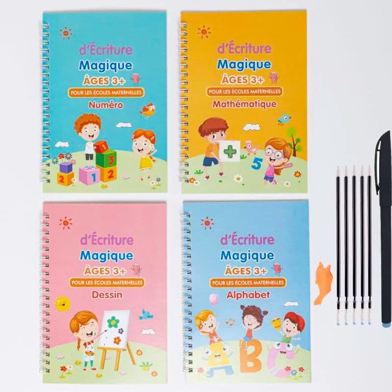 image-4 Books Sank Magic New Copybook Reusable Groove Writing Practice Book Calligraphy Wipe-free English/German Early Education