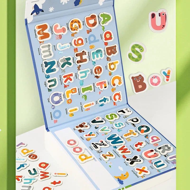 image-Busy Quiet Book Montessori Magnetic English Letters Card Pairing Exercise Puzzle Spelling Game Teaching Aids Education Toys Gift