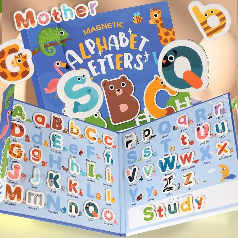 image-Busy Quiet Book Montessori Magnetic English Letters Card Pairing Exercise Puzzle Spelling Game Teaching Aids Education Toys Gift
