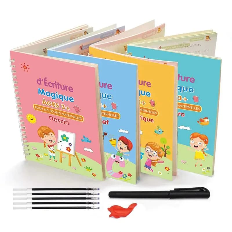 image-4 French 3D Groove Sank Magic Book Kid Learning English math copybooks Drawing books Chinese practice Pen control training