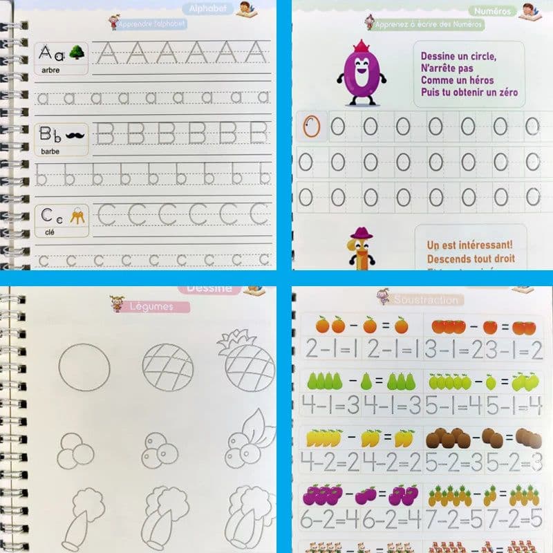 image-4 French 3D Groove Sank Magic Book Kid Learning English math copybooks Drawing books Chinese practice Pen control training