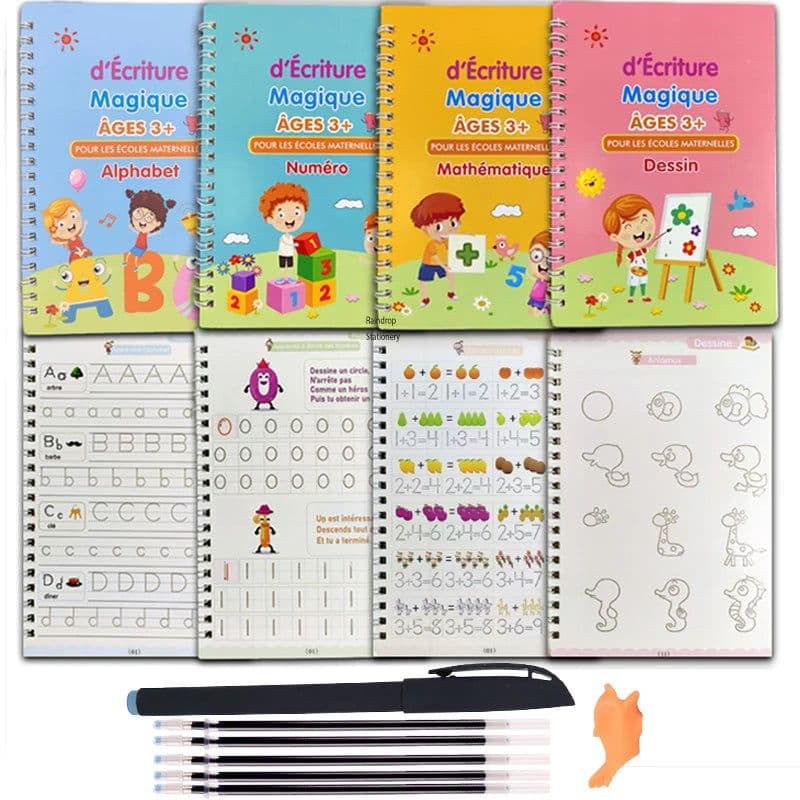 image-4 French 3D Groove Sank Magic Book Kid Learning English math copybooks Drawing books Chinese practice Pen control training