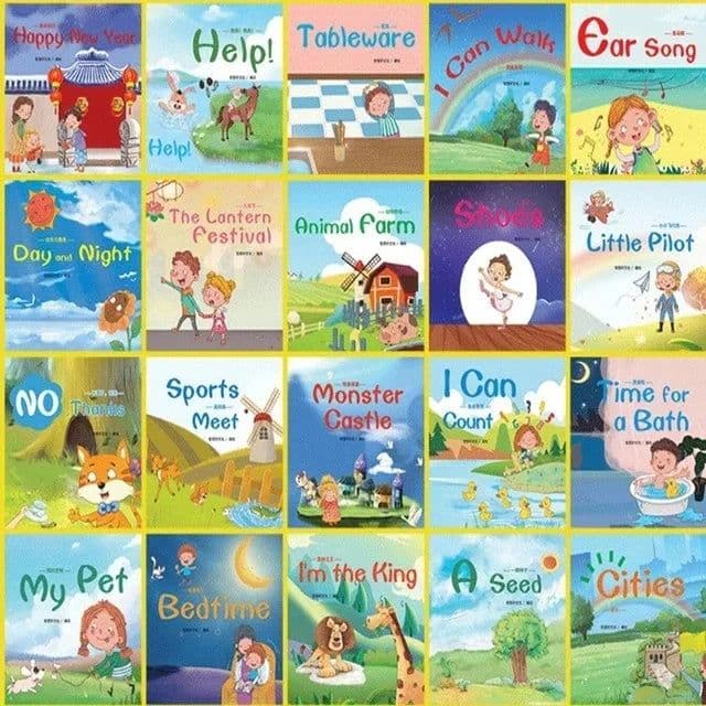 image-60 Books/set Children's English Early Learning Picture Book Storybook Enlightenment Cognitive Tale Bedtime Story Book