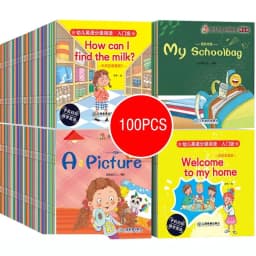 image-40-100 Books/Set Children English Early Learning Picture Story Book Enlightenment Cognitive Tale Bedtime Story Read with Video