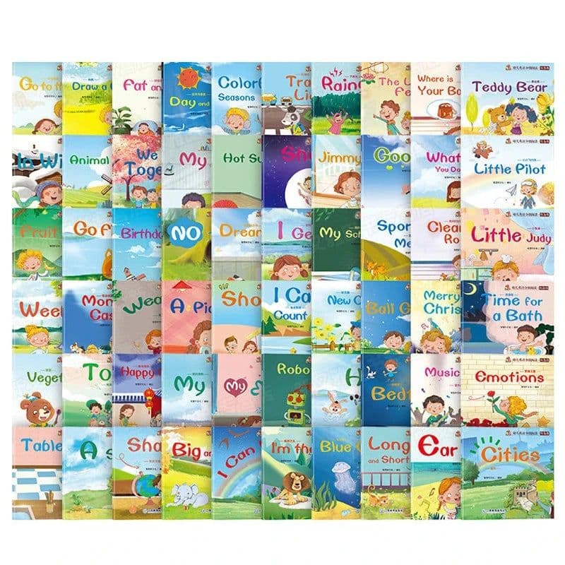 image-40-100 Books/Set Children English Early Learning Picture Story Book Enlightenment Cognitive Tale Bedtime Story Read with Video
